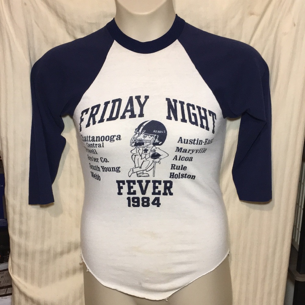 Vintage 1984 East Tennessee Friday Night Fever Football Shirt - Small - 3/4 Slv